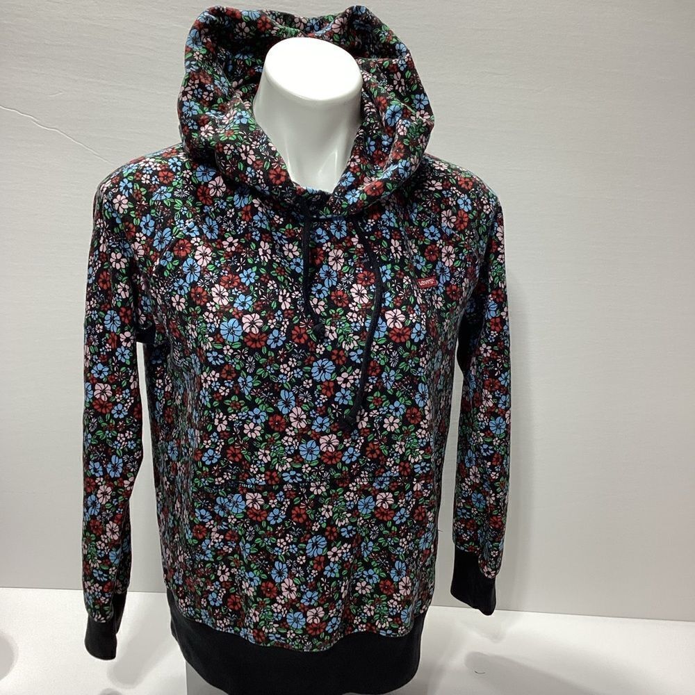 Levis Floral Black Pullover Hoodie Sweatshirt XS
